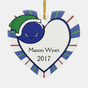 Kawaii Blueberry Basket (Boy) Kerst 2017 Keramisch Ornament