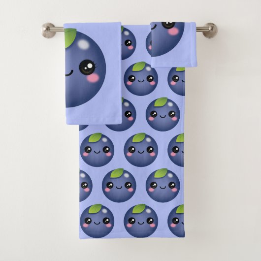 Kawaii Blueberry Bath Towel Set Bad Handdoek (Insitu)