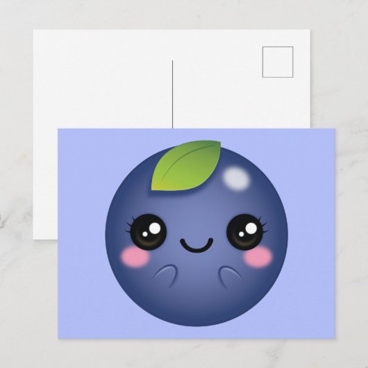 Kawaii Blueberry Briefkaart (Voorkant / Achterkant)