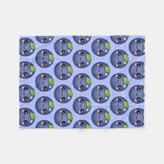 Kawaii Blueberry Fleece Blanket (Voorkant (Horizontaal))