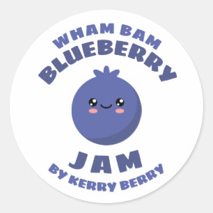 Kawaii Blueberry Jam Ronde Sticker