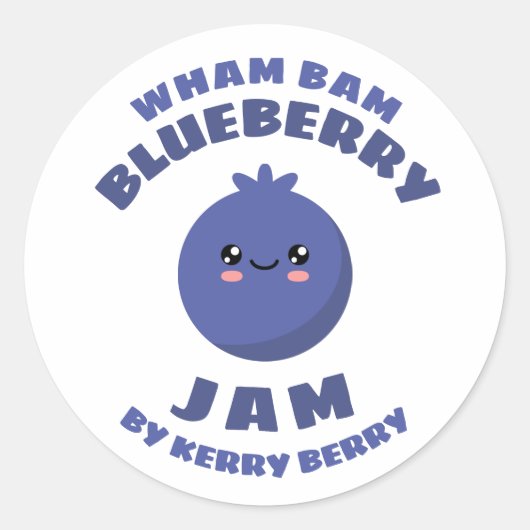 Kawaii Blueberry Jam Ronde Sticker (Voorkant)