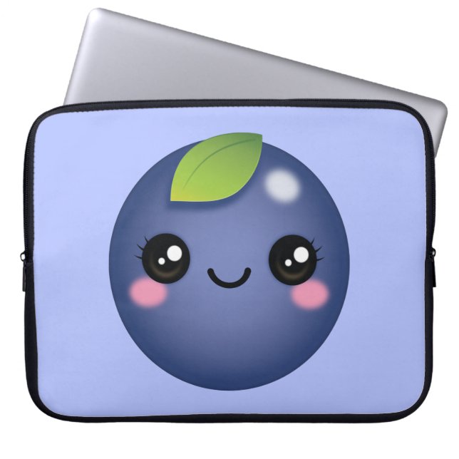 Kawaii Blueberry-laptophoes Laptop Sleeve (Voorkant)