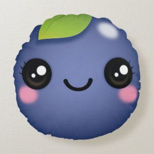 Kawaii Blueberry Round Pillow Rond Kussen