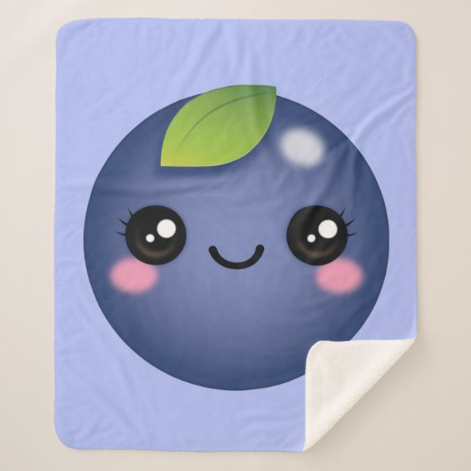 Kawaii Blueberry Sherpa Blanket Deken (Voorkant)