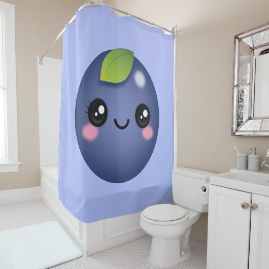 Kawaii Blueberry Shower Curtain Douchegordijn (In situ)
