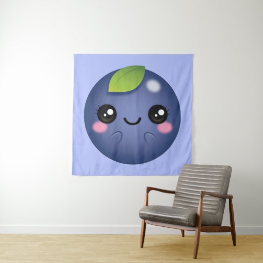 Kawaii Blueberry Wandkleed (In situ)