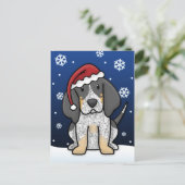 Kawaii Bluetick Coonhound Christmas Briefkaart (Staand voorkant)