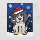 Kawaii Bluetick Coonhound Christmas Briefkaart (Voorkant)