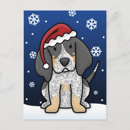 Kawaii Bluetick Coonhound Christmas Briefkaart (Voorkant)