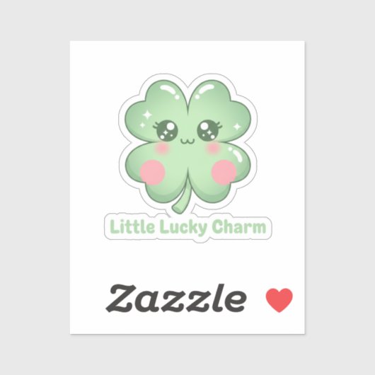 Kawaii Blushing Four Leaf Clover Lucky Charm Sticker (Vel)