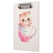 Kawaii Blushing Pink Chibi Cat Klembord (Links)