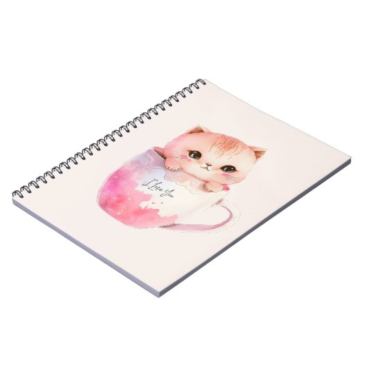 Kawaii Blushing Pink Chibi Cat Notitieboek (Linkerzijde)