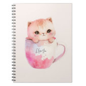 Kawaii Blushing Pink Chibi Cat Notitieboek (Voorkant)