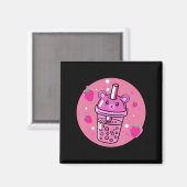 Kawaii Boba Cup Strawberry Anime Bubble Tea Cute Magneet (Voorkant / Achterkant)
