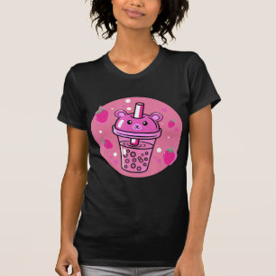 Kawaii Boba Cup Strawberry Anime Bubble Tea Cute T-shirt