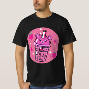 Kawaii Boba Cup Strawberry Anime Bubble Tea Cute T-shirt