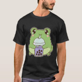 Kawaii Boba Frog Froggy Taro Bubble Pearl Milk Tea T-shirt (Voorkant)