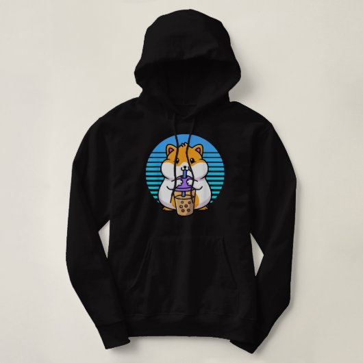 Kawaii Boba Hamster Taro Bubble Parel Melk Thee Hoodie (Design voorkant)