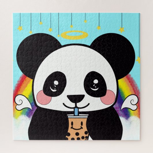 Kawaii Boba Panda Beer Jigzaag Puzzle Legpuzzel (Verticaal)