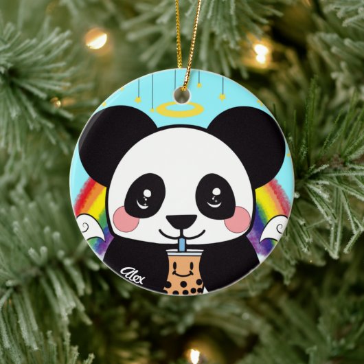 Kawaii Boba Panda Beer keramisch sierlijk Keramisch Ornament (Boom)