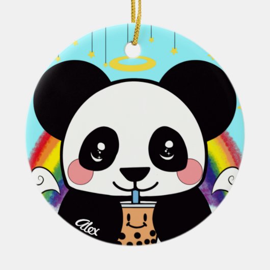 Kawaii Boba Panda Beer keramisch sierlijk Keramisch Ornament (Voorkant)