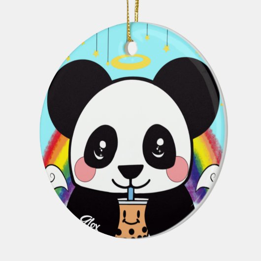 Kawaii Boba Panda Beer keramisch sierlijk Keramisch Ornament (Links)