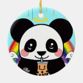 Kawaii Boba Panda Beer keramisch sierlijk Keramisch Ornament (Achterkant)