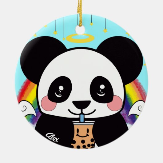 Kawaii Boba Panda Beer keramisch sierlijk Keramisch Ornament (Achterkant)