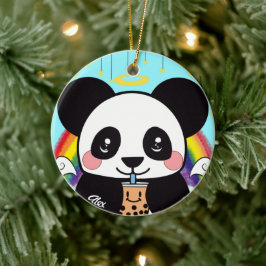 Kawaii Boba Panda Beer keramisch sierlijk Ornament