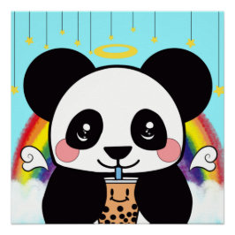 Kawaii Boba Panda Beer Perfect Poster