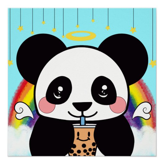 Kawaii Boba Panda Beer Perfect Poster (Voorkant)