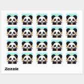 Kawaii Boba Panda Beer Square Sticker (Vel)