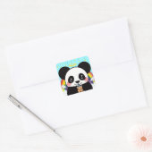 Kawaii Boba Panda Beer Square Sticker (Envelop)