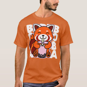 Kawaii Boba Schattige Rode Panda Kawaii Bubble Tea T-shirt