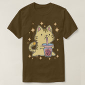 Kawaii Boba Tea Cat Japan Sweet Otaku Harajuku Nek T-shirt (Design voorkant)