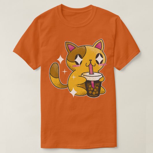Kawaii Boba Tea Cat Japan Sweet T-shirt (Design voorkant)
