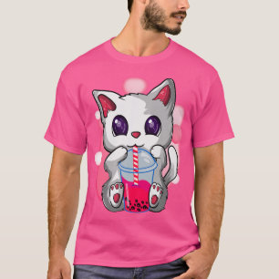 Kawaii Boba Tea Cat, Japans Neko Bubble Tea Funn T-shirt