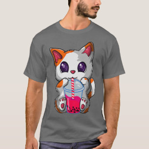 Kawaii Boba Tea Cat, Japans Neko Bubble Tea Funn T-shirt