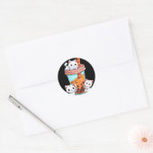 Kawaii Boba Tea Cat Neko Bubble Tea Kitten Ronde Sticker (Envelop)