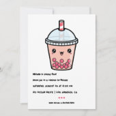 Kawaii Boba Tea Eerste Verjaardag Party Foto Kaart (Voorkant)