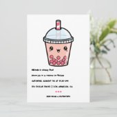 Kawaii Boba Tea Eerste Verjaardag Party Foto Kaart (Staand voorkant)