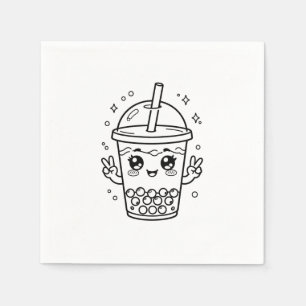 Kawaii boba-theekleurplaat servet