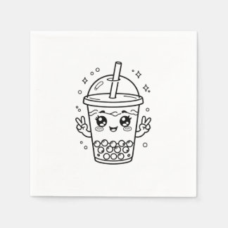 Kawaii boba-theekleurplaat servet