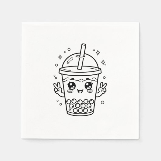 Kawaii boba-theekleurplaat servet (Voorkant)