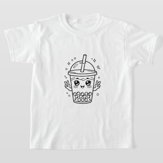 Kawaii boba-theekleurplaat t-shirt (Laagn)