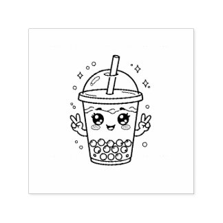 Kawaii boba-theekleurplaat zelfinktende stempel