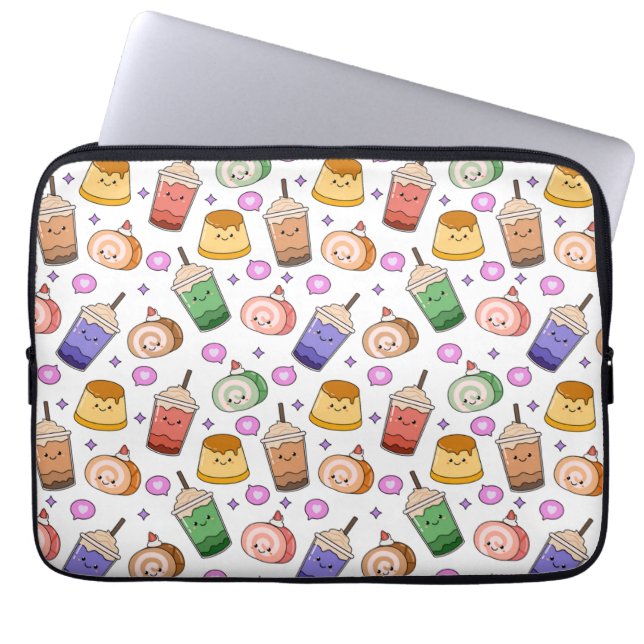 Kawaii Boba Theepatroon Laptop Sleeve (Voorkant)