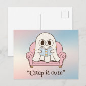 Kawaii boek, leuke spookachtige Halloween Briefkaart (Voorkant / Achterkant)