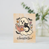 Kawaii boek, leuke spookachtige Halloween Briefkaart (Staand voorkant)